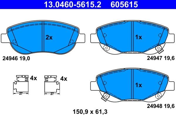 set placute frana,frana disc ATE 13.0460-5615.2