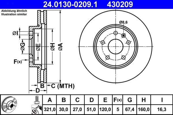 Disc frana ATE 24.0130-0209.1