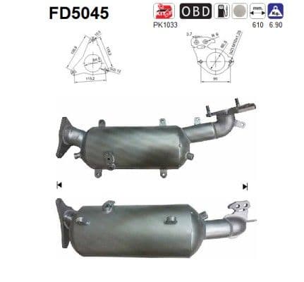 Filtru funingine/particule, sist.de esapament AS FD5045
