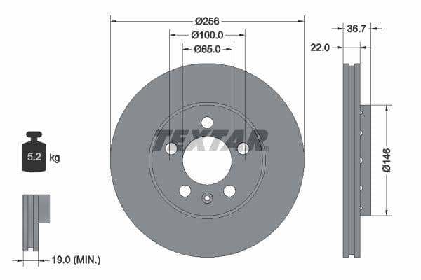 Disc frana TEXTAR PRO+ 92082205