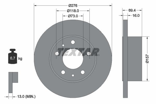 Disc frana TEXTAR 93104700