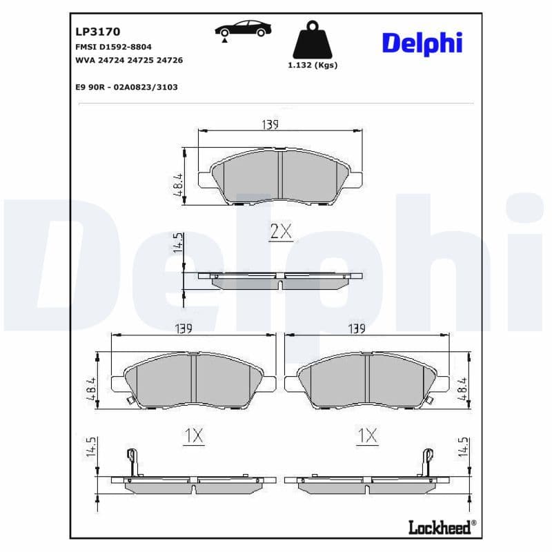set placute frana,frana disc DELPHI LP3170