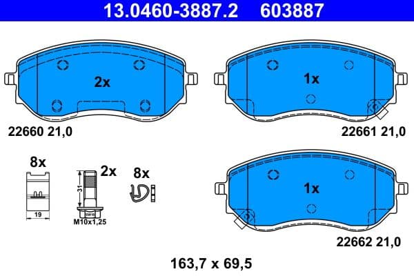 set placute frana,frana disc ATE 13.0460-3887.2
