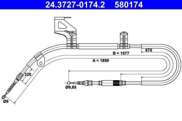 Cablu, frana de parcare ATE 24.3727-0174.2