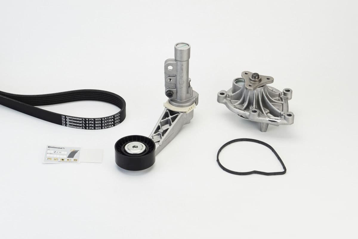 Pompa apa + Set curea transmisie cu caneluri CONTINENTAL CTAM 6PK905 EXTRA WP1