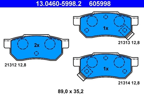set placute frana,frana disc ATE 13.0460-5998.2