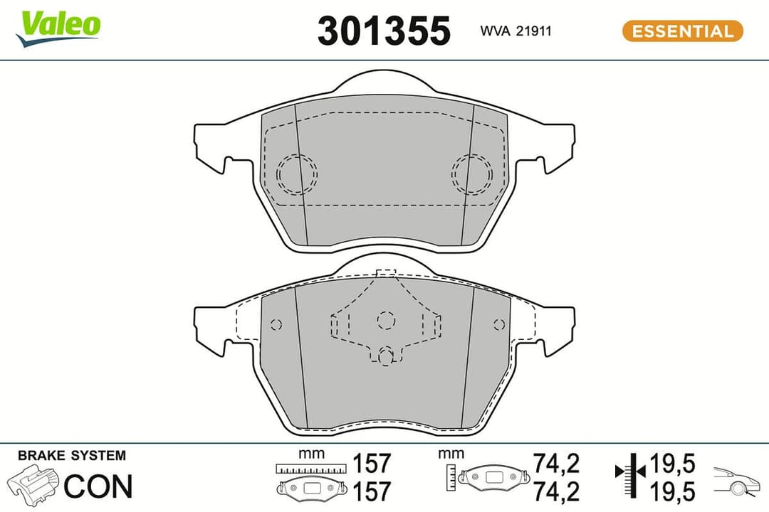 set placute frana,frana disc VALEO ESSENTIAL 301355