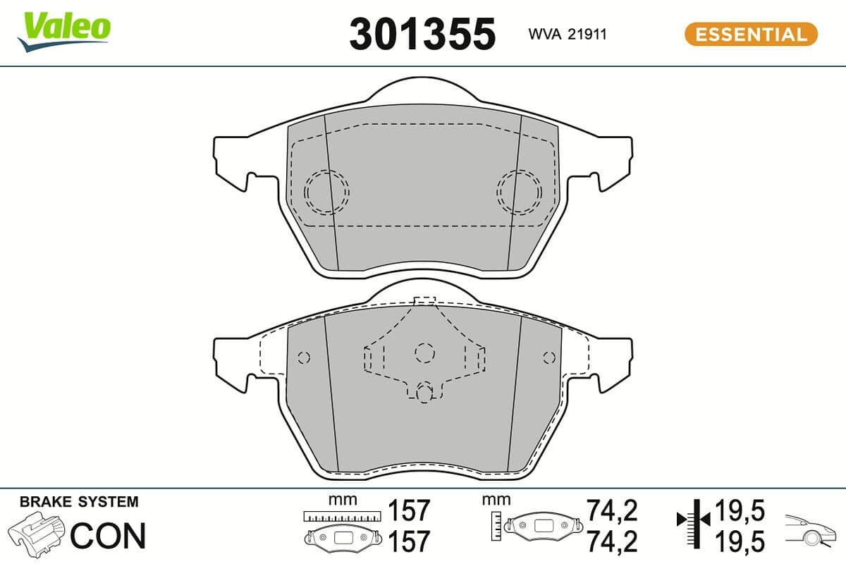set placute frana,frana disc VALEO ESSENTIAL 301355