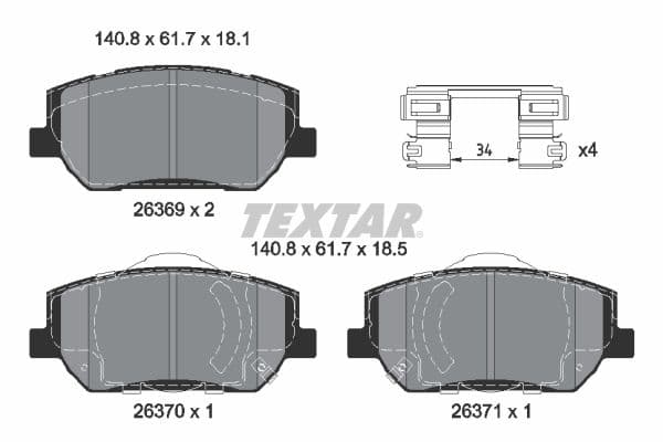 set placute frana,frana disc TEXTAR 2636901