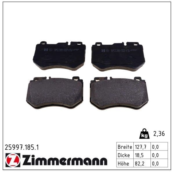 set placute frana,frana disc ZIMMERMANN 25997.185.1
