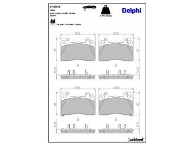 set placute frana,frana disc DELPHI LP3943