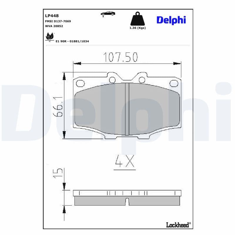 set placute frana,frana disc DELPHI LP448