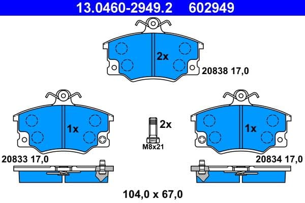 set placute frana,frana disc ATE 13.0460-2949.2