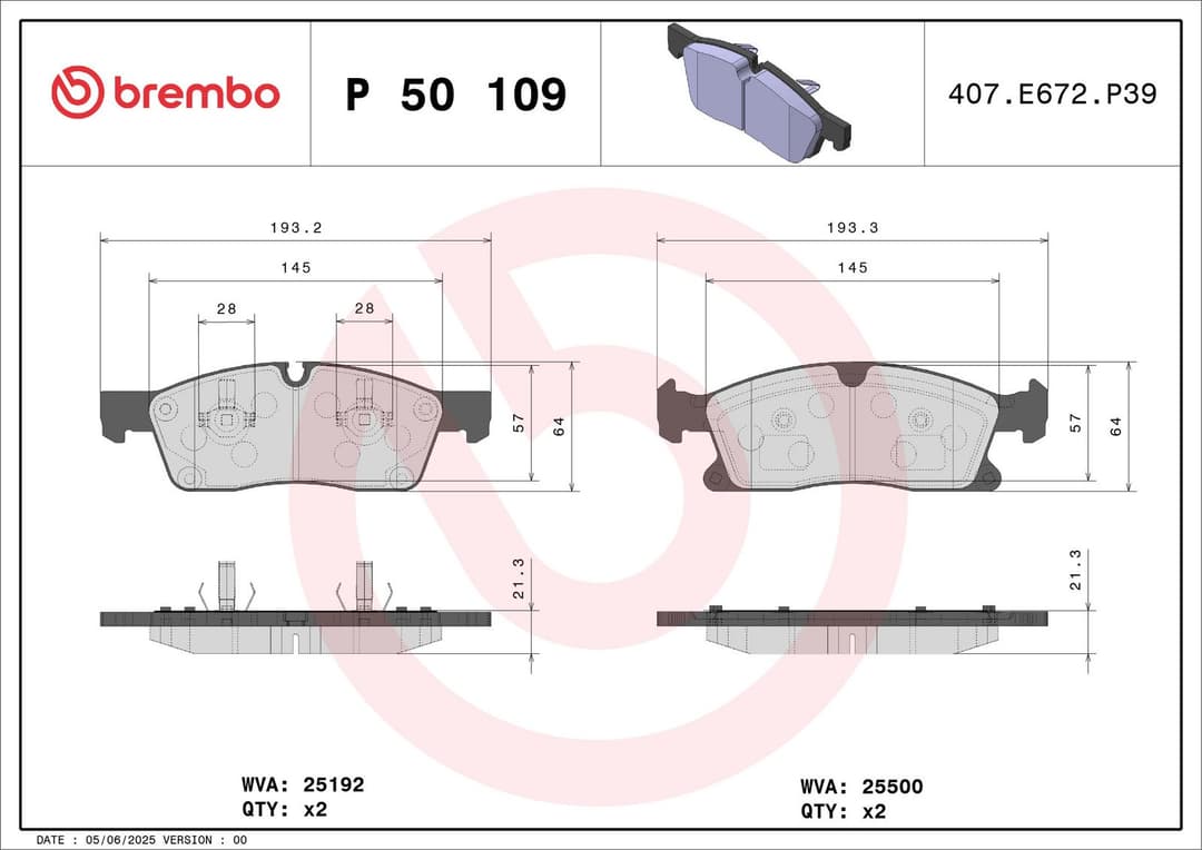 set placute frana,frana disc BREMBO P 50 109