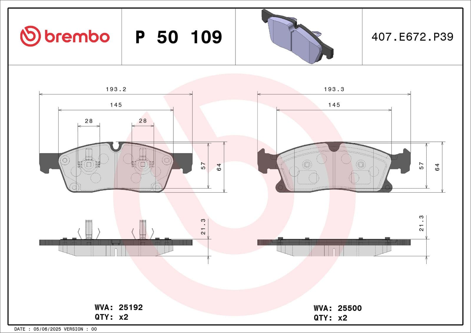 set placute frana,frana disc BREMBO P 50 109