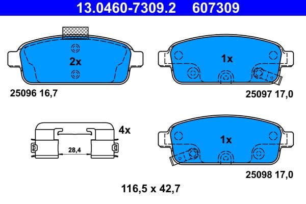 set placute frana,frana disc ATE 13.0460-7309.2