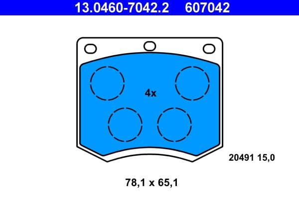 set placute frana,frana disc ATE 13.0460-7042.2