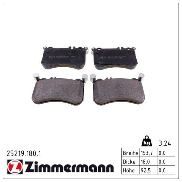 set placute frana,frana disc ZIMMERMANN 25219.180.1