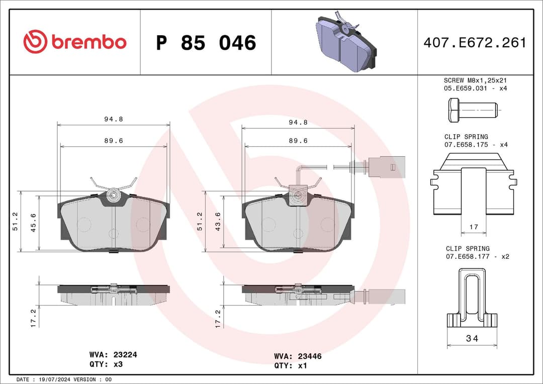 set placute frana,frana disc BREMBO PRIME LINE P 85 046