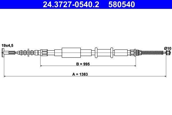 Cablu, frana de parcare ATE 24.3727-0540.2