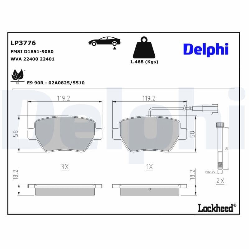 set placute frana,frana disc DELPHI LP3776