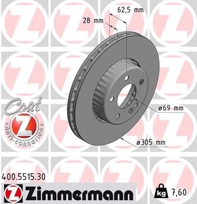Disc frana ZIMMERMANN 400.5515.30