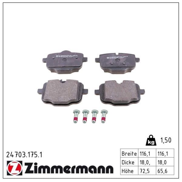set placute frana,frana disc ZIMMERMANN 24703.175.1