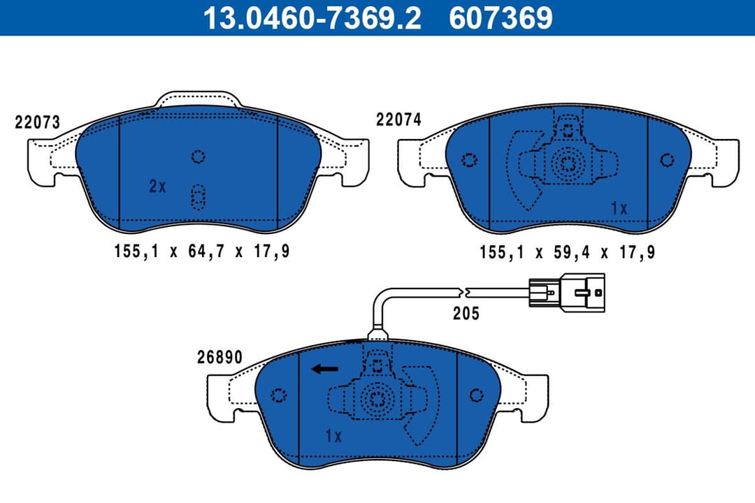 set placute frana,frana disc ATE 13.0460-7369.2