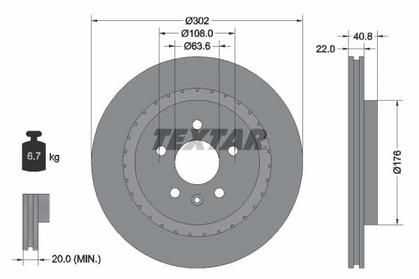 Disc frana TEXTAR PRO+ 92168305