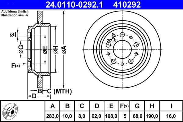 Disc frana ATE 24.0110-0292.1