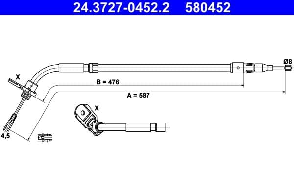 Cablu, frana de parcare ATE 24.3727-0452.2