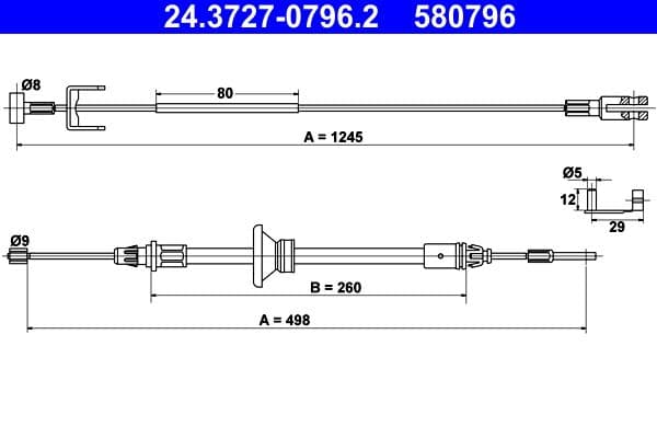 Cablu, frana de parcare ATE 24.3727-0796.2