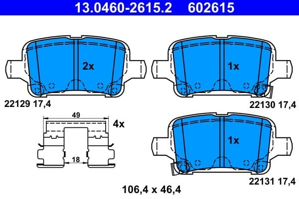 set placute frana,frana disc ATE 13.0460-2615.2