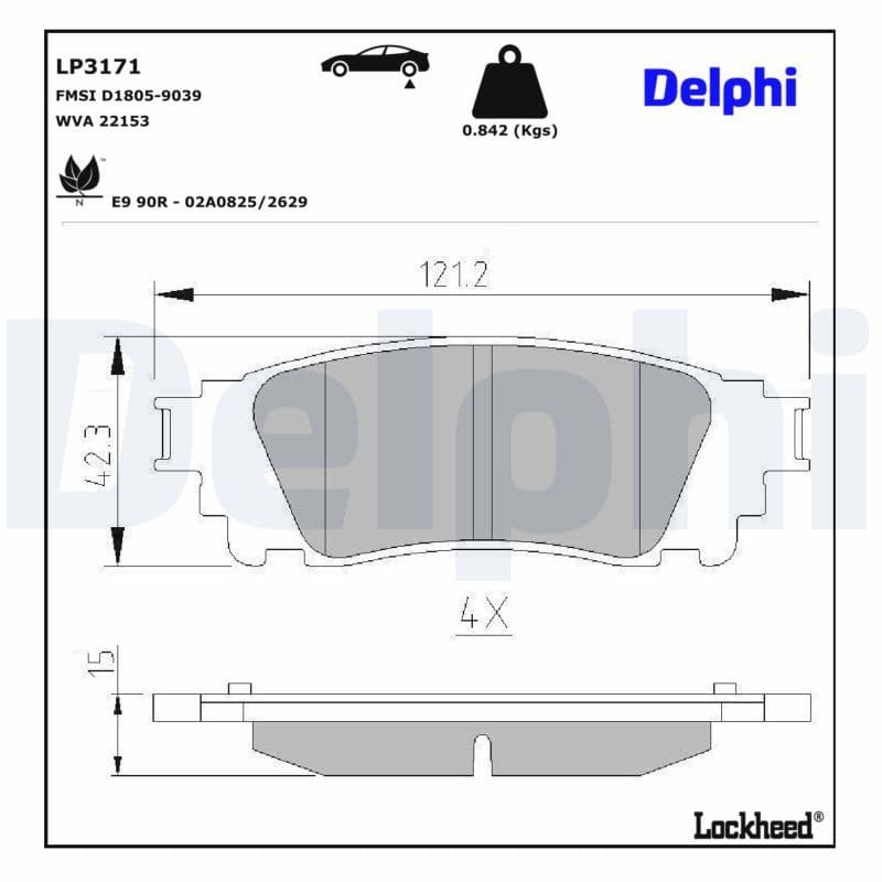 set placute frana,frana disc DELPHI LP3171
