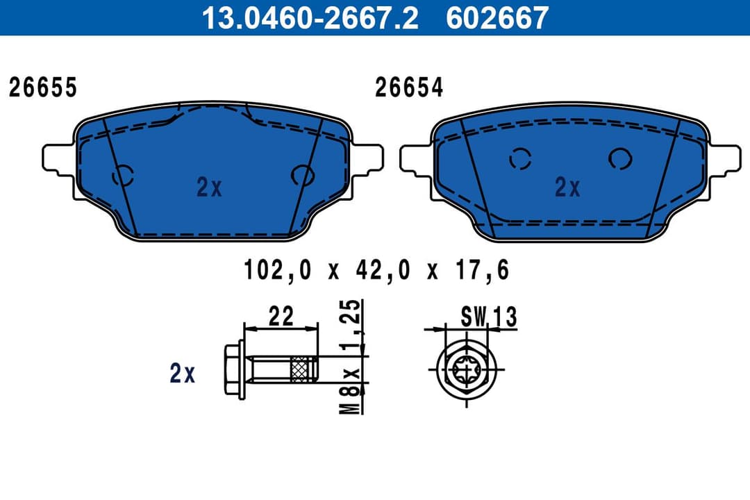 set placute frana,frana disc ATE 13.0460-2667.2