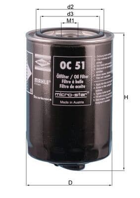 Filtru ulei MAHLE OC 51 OF