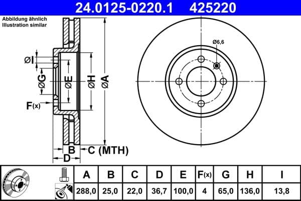 Disc frana ATE 24.0125-0220.1