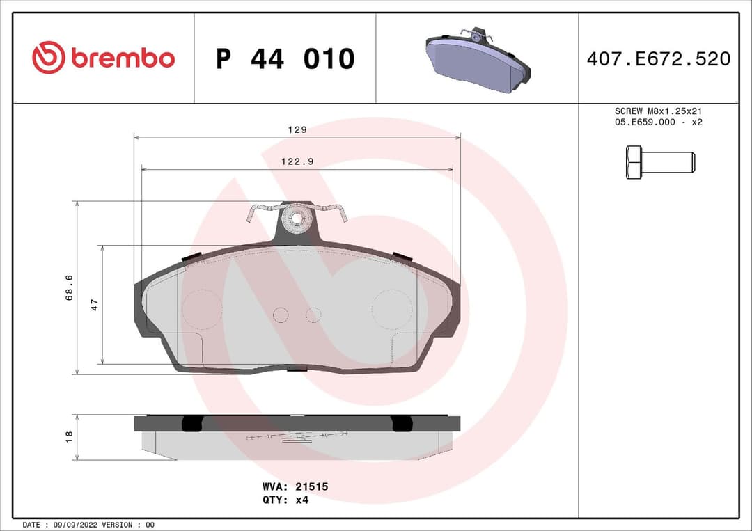 set placute frana,frana disc BREMBO PRIME LINE P 44 010