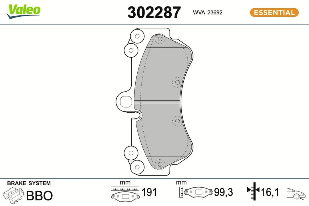 set placute frana,frana disc VALEO ESSENTIAL 302287