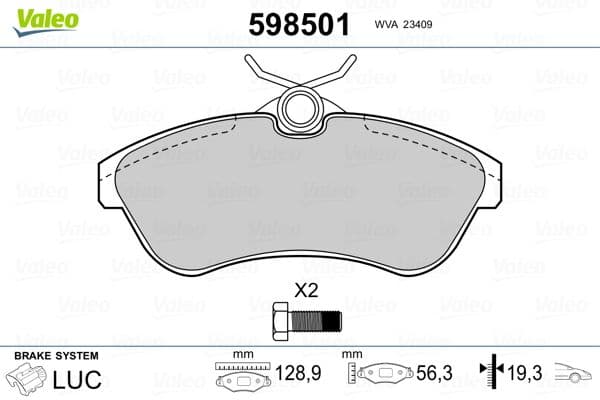 set placute frana,frana disc VALEO 598501