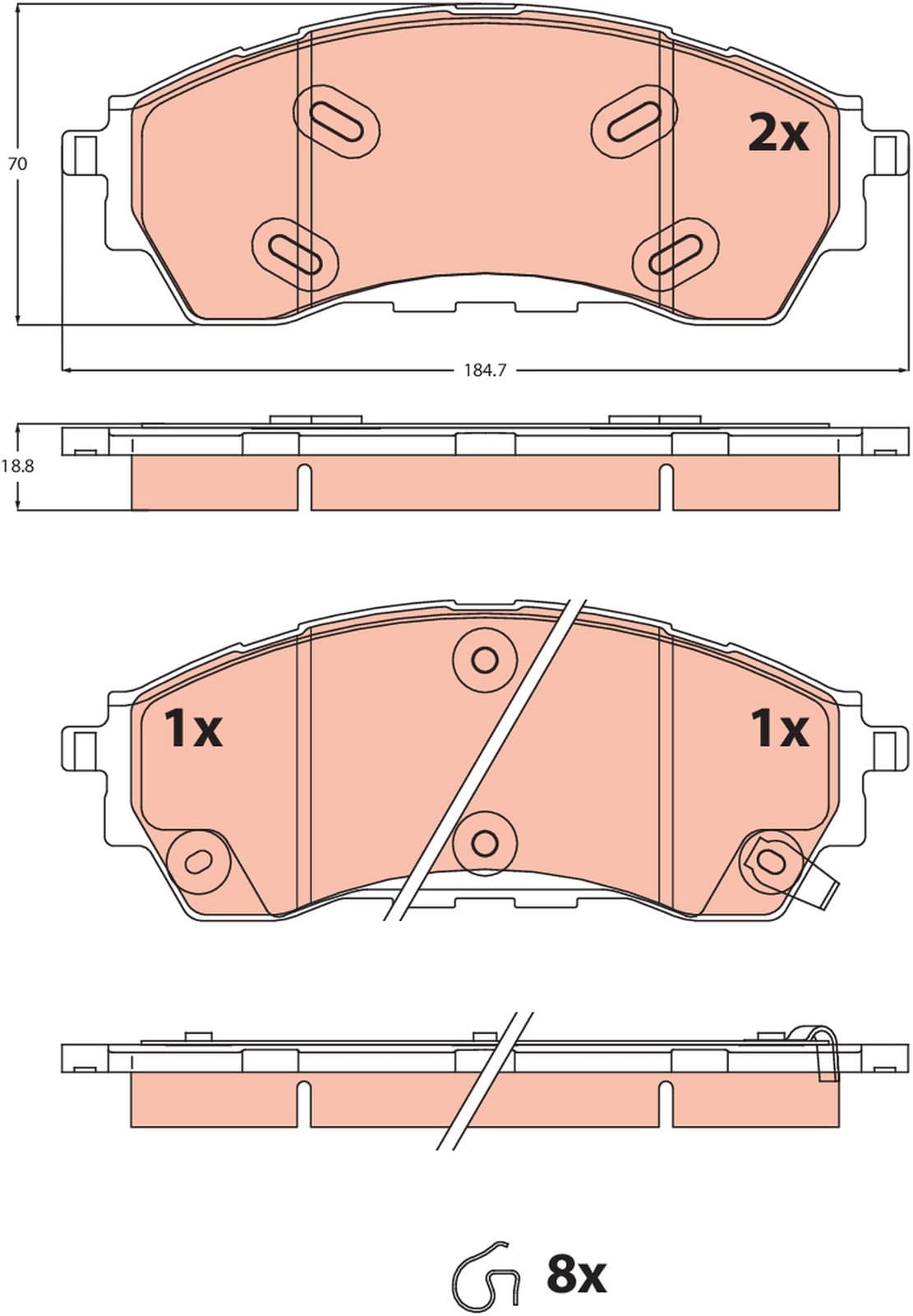 set placute frana,frana disc TRW GDB2550