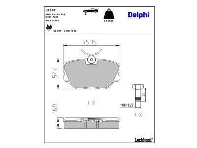 set placute frana,frana disc DELPHI LP597