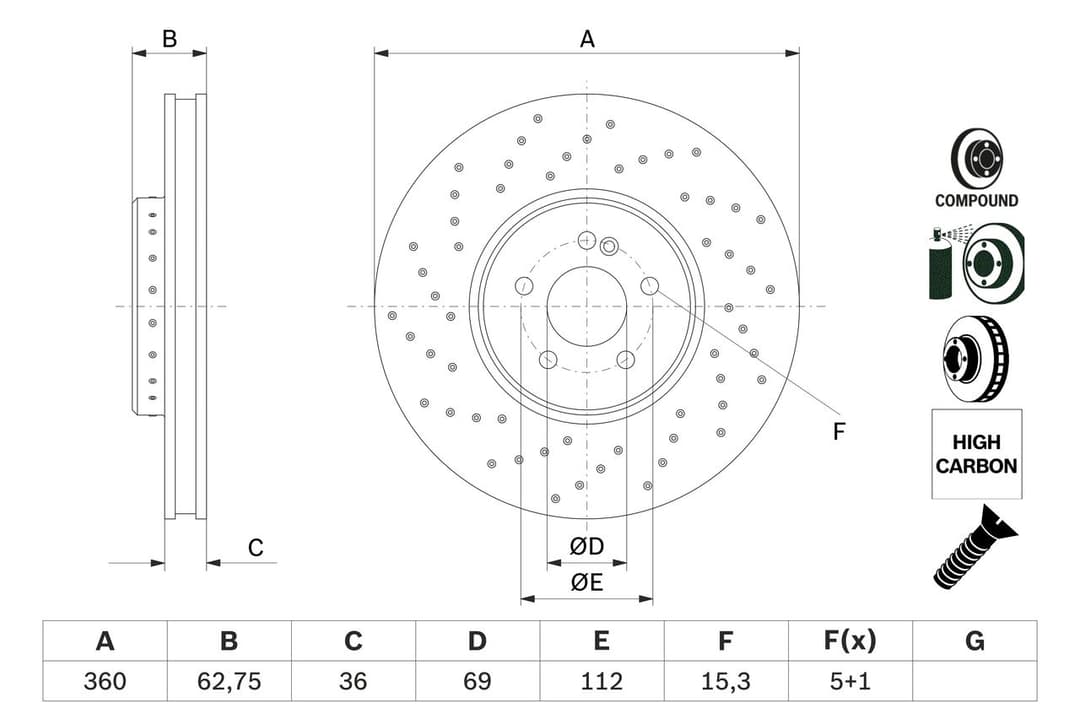 Disc frana BOSCH 0 986 479 G38
