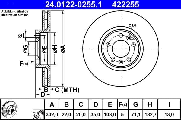 Disc frana ATE 24.0122-0255.1