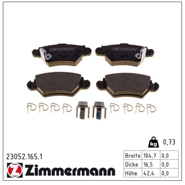 set placute frana,frana disc ZIMMERMANN 23052.165.1