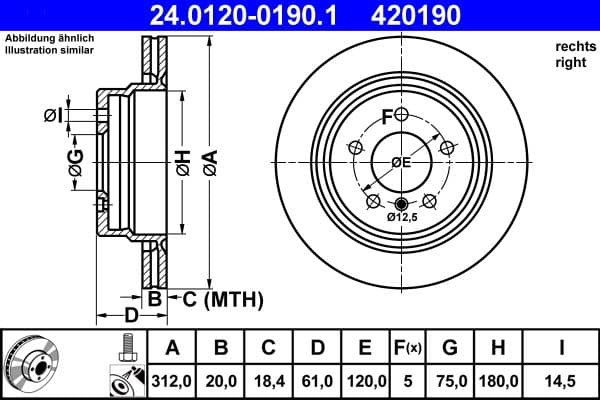 Disc frana ATE 24.0120-0190.1