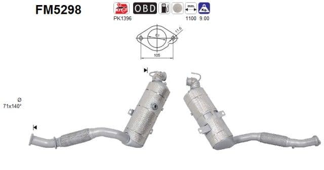 Filtru funingine/particule, sist.de esapament AS FM5298