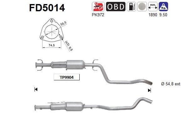 Filtru funingine/particule, sist.de esapament AS FD5014