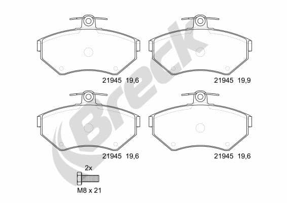 set placute frana,frana disc BRECK 21945 10 701 00