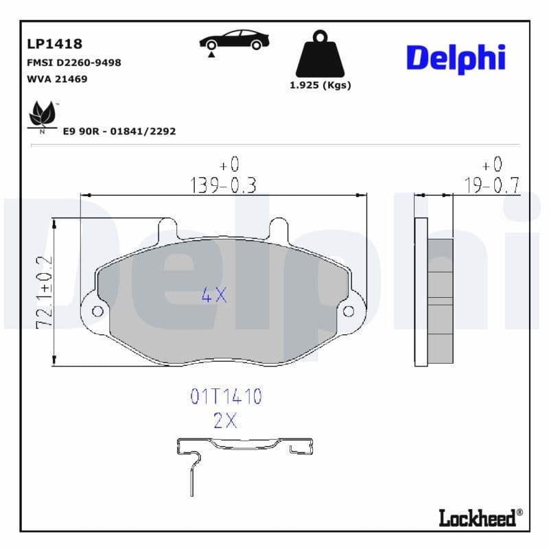set placute frana,frana disc DELPHI LP1418